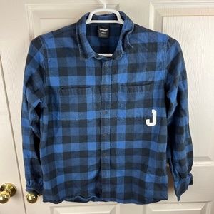 Men's Oakley Icon Flannel Button Front Plaid Shirt Blue Black Size M